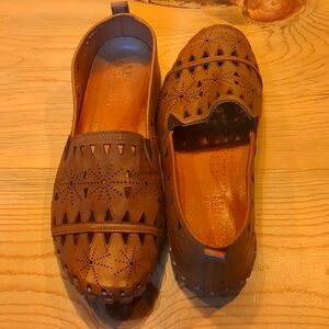 SPRING STEP FLOWERFLOW SHOE, size 40/US 9, caramel brown